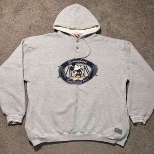 Vintage Mickey Inc Disneyland Hoodie Sweatshirt Grey Adult XXL Pullover 90s